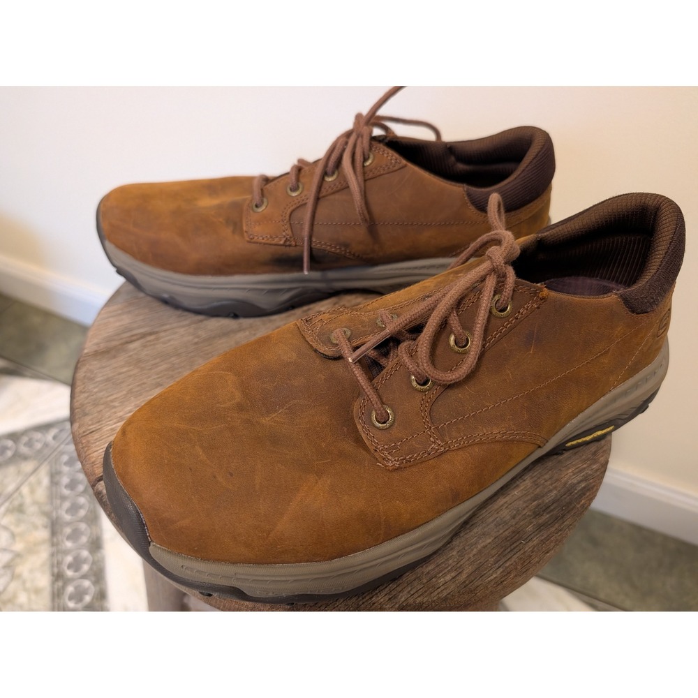 Skechers Goodyear Steady Grip Men's Brown Leather Hiking Shoes 10 Extra Wide